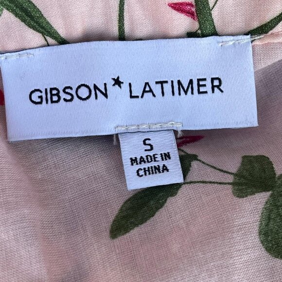 Gibson & Latimer Woven Floral Print Poplin V-Neck Long Sleeve Tie Dress Size S - Picture 8 of 8